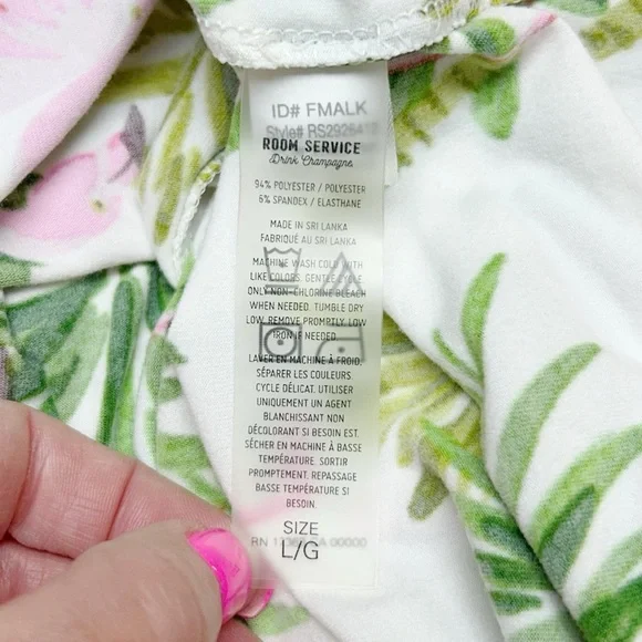 Room Service Pajamas Flamingo Palm Tree Print Size Large - Picture 3 of 4